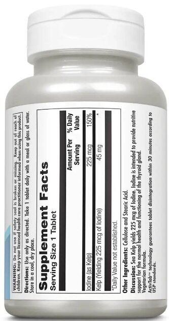 Келп KAL Kelp Iodine 225 мкг, 250 таблеток