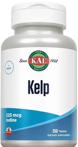Келп KAL Kelp Iodine 225 мкг, 250 таблеток