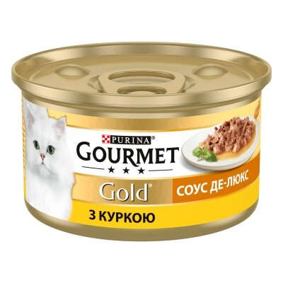 Корм вологий для кішок Purina Gourmet Gold Соус Де-Люкс з куркою, 85 г