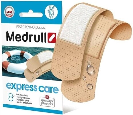 Пластир бактерицидний Medrull Express Care на полімерній основі, розміром 2,5 см х 7,2 см, 8 штук