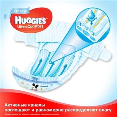 Підгузки дитячі Huggies Ultra Comfort для хлопчиків розмір 5, 12-22 кг, 56 штук