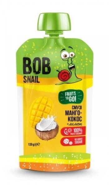 Пюре фруктове Bob Snail Fruits To Go Смузі Манго-Кокос, пастеризоване, 120 г