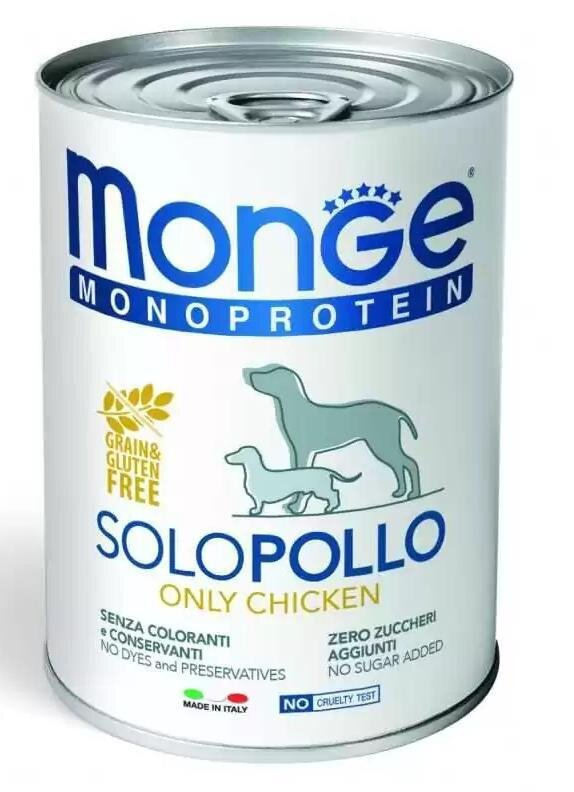 Корм вологий Monge Dog Solo 100% для собак, курка, 400 г