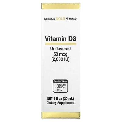 Вітамін D3 California Gold Nutrition Vitamin D3 2000 МО, 30 мл
