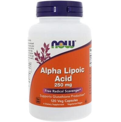 Альфа-ліпоєва кислота NOW Alpha Lipoic Acid 250 мг вег. капсули №120