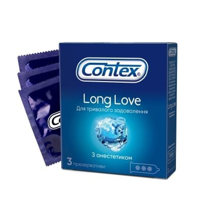 Презервативи латексні Contex Long Love з анестетиком, 3 штуки