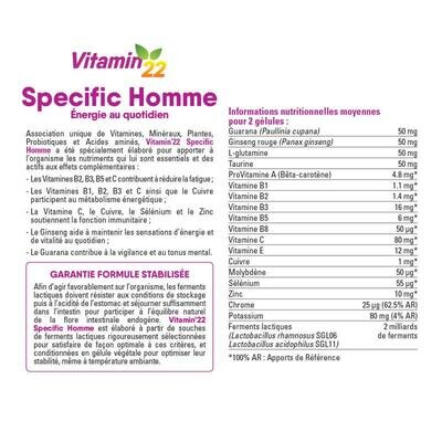 Вітамінний комплекс для чоловіків Vitamin 22 Specifique Homme, 60 вегетаріанських капсул