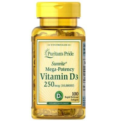 Вітамін Д3 Puritan's Pride Vitamin D3 10000, 100 капсул