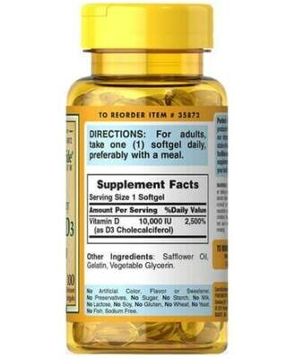 Вітамін Д3 Puritan's Pride Vitamin D3 10000, 100 капсул