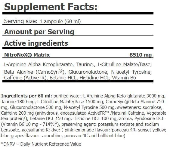 Передтренувальний комплекс Amix Nutrition Nitro NOX Hardcore Shot, ягоди, 60 мл
