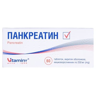 Панкреатин таблетки, в/о, киш./розч. по 0.25 г №60 (10х6)