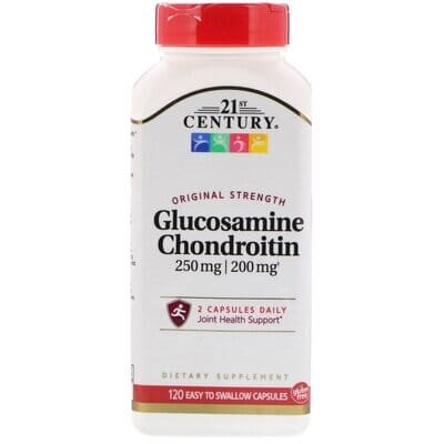 Глюкозамін хондроїтин 21st Century Glucosamine Chondroitin Original Strength 250 мг/200 мг, 120 капсул, що легко проковтуються