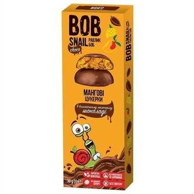 Цукерки Bob Snail Choco Манго в бельгійському молочному шоколаді, 30 г