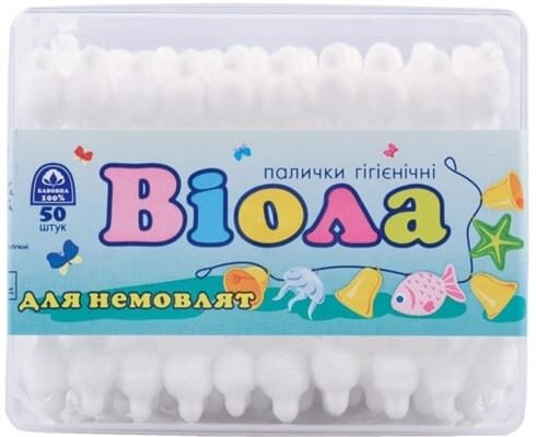 Ватні палички Віола для немовлят, в коробці, 50 штук