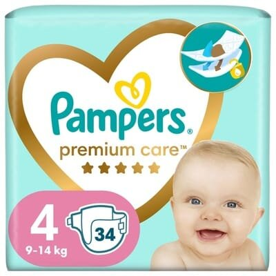 Підгузки дитячі Pampers Premium Care розмір 4, 9-14 кг, 34 шт