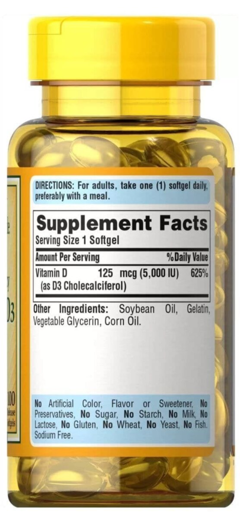 Вітамін Д3 Puritan's Pride Vitamin D3 5000, 100 капсул