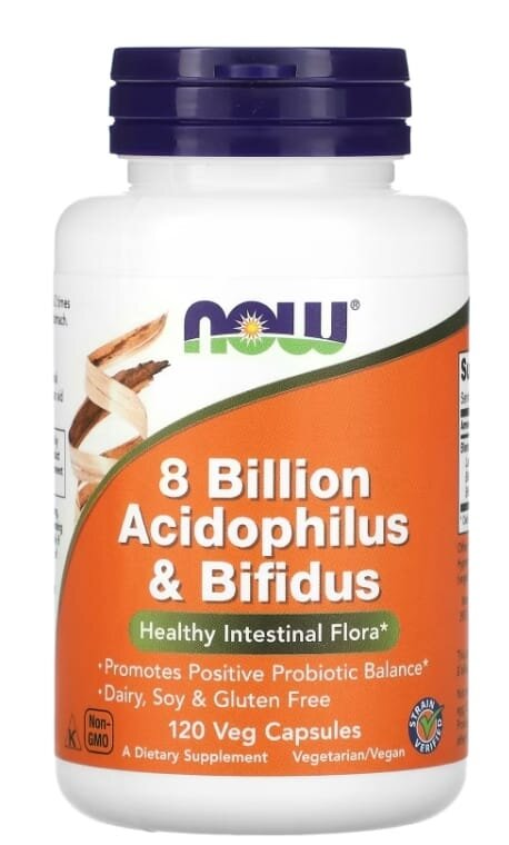 Пробіотики NOW 8 Billion Acidophilus & Bifidus вег. капсули №120