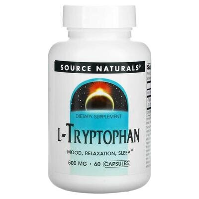 Триптофан Source Naturals L-Tryptophan 500 мг, 60 капсул