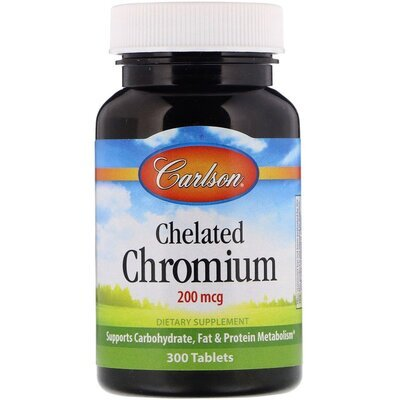 Хром хелат Carlson Labs Chelated Chromium 200 мкг, 300 таблеток