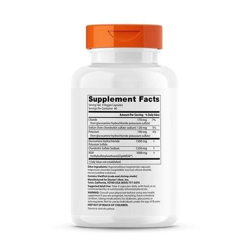 Глюкозамін хондроїтин МСМ Doctor's Best Glucosamine Chondroitin MSM with OptiMSM, 240 вегетаріанських капсул