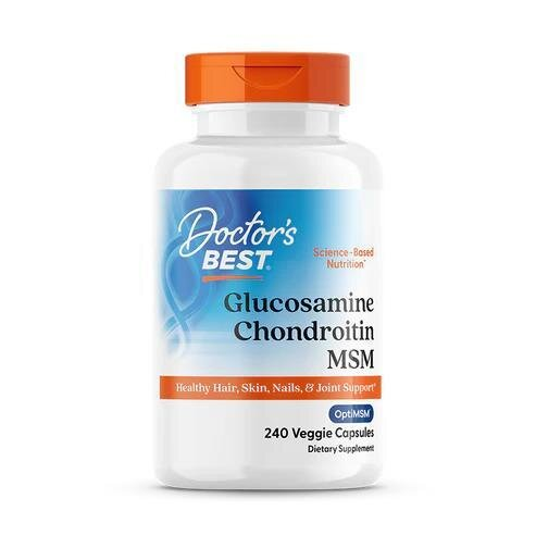 Глюкозамін хондроїтин МСМ Doctor's Best Glucosamine Chondroitin MSM with OptiMSM, 240 вегетаріанських капсул