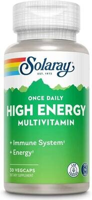 Мультивітаміни для енергії Solaray High Energy Multivitamin, 30 вегетаріанських капсул