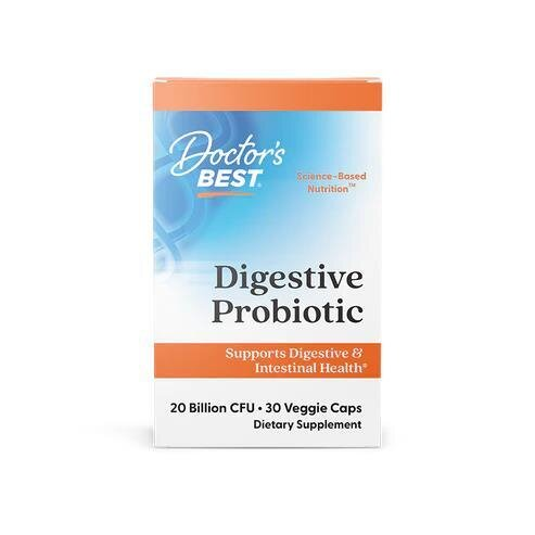 Травний пробіотик Doctor's Best Digestive Probiotic 20 Billion with Howaru 20 млрд КУО, 30 вегетаріанських капсул
