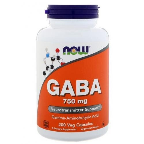 ГАМК (гамма-аміномасляна кислота) NOW GABA 750 мг вег. капсули №200