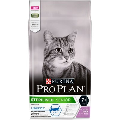 Корм сухий для стерилізованих кішок старше 7 років Purina Pro Plan Sterilised Senior з індичкою, 1,5 кг