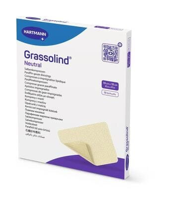 Пов'язка мазева Grassolind neutral для ран атравматична 10 см х 10 см стерильна, 10 штук