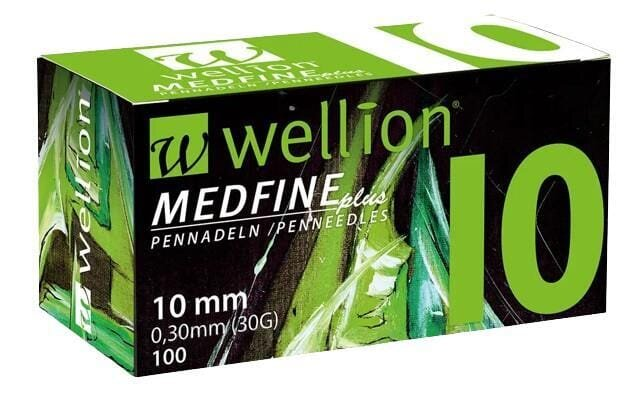 Голки для шприц-ручок Wellion MEDFINE plus одноразові стерильні, універсальні, 30G (0,30 х 10 мм), 100 штук