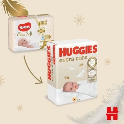 Підгузки Huggies Extra Care дитячі, розмір 1, 2-5 кг, 22 шт