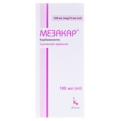 Мезакар суспензія ор. 100 мг/5 мл по 100 мл у флак.