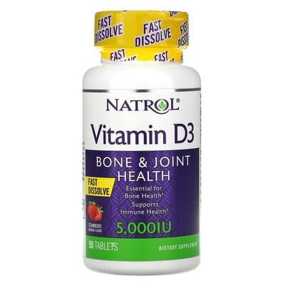 Вітамін Д3 Natrol Vitamin D3 5000 IU strawberry, 90 таблеток