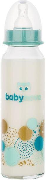 Пляшка Baby-Nova 43706-2 скляна з декором для хлопчика, 240 мл