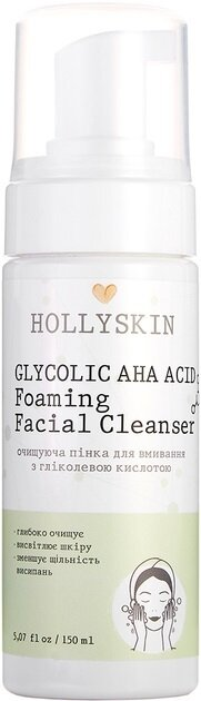 Пінка для вмивання Hollyskin Glycolic AHA acid foaming facial cleanser очисна, 150 мл