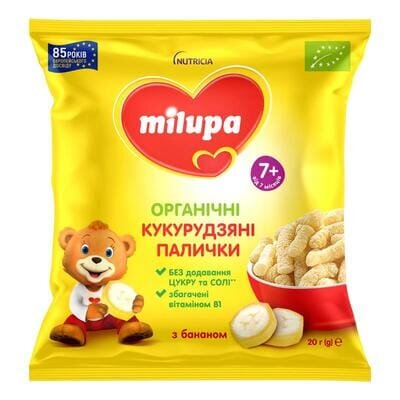 Палички кукурудзяні Milupa для дітей від 7 місяців з бананом, 20 г