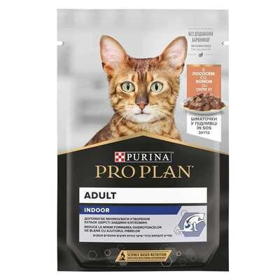 Корм вологий Purina Pro Plan Adult Indoor для котів з лососем у підливі, 85 г