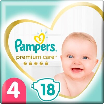 Підгузки дитячі Pampers Premium Care розмір 4, 9-14 кг, 18 шт