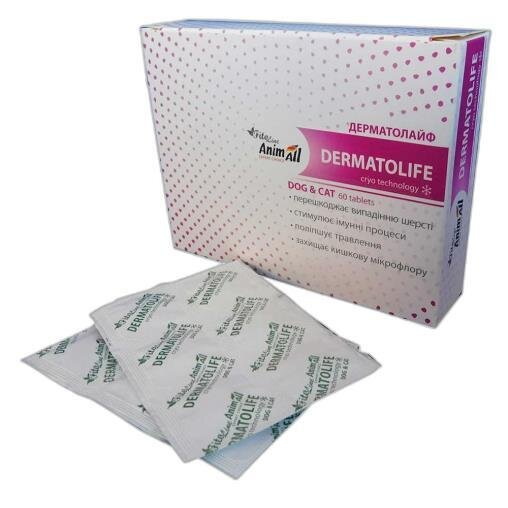 Дерматолайф AnimAll VetLine FitoLine Dermatolife для собак та котів, 60 таблеток