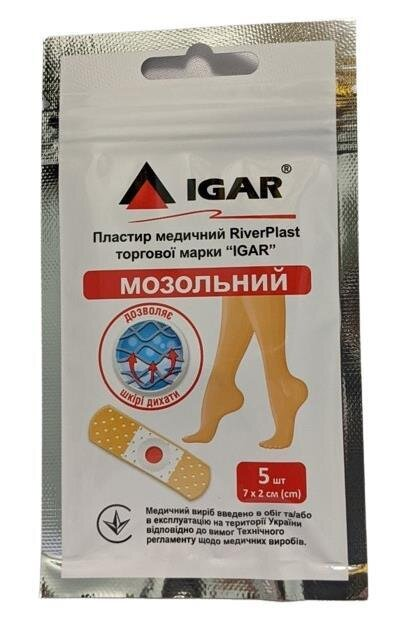 Пластир мозольний IGAR RiverPlast 7 см х 2 см, 5 штук