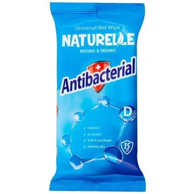 Серветки вологі Naturelle Antibacterial з D-пантенолом, 15 штук