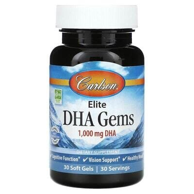 Докозагексаєнова кислота (ДГК) Carlson Labs Elite DHA Gems 1000 мг, 30 гелевих капсул
