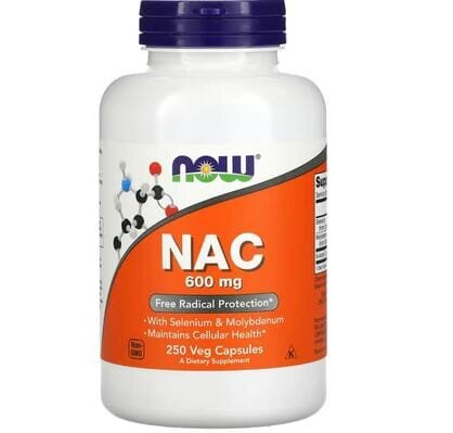 N-Ацетилцистеїн NOW NAC 600 мг вег. капсули №250