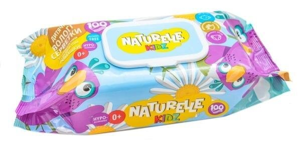 Серветки вологі Naturelle Kidz дитячі з екстрактом ромашки, 100 штук