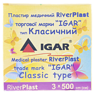 Пластир медичний IGAR RiverPlast тип Класичний на тканинній основі (бавовна) 3 см х 500 см, 1 штука