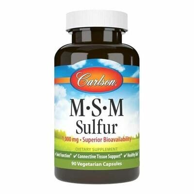 Метилсульфонілметан МСМ Carlson Labs MSM Sulfur 1000 мг, 90 вегетаріанських капсул