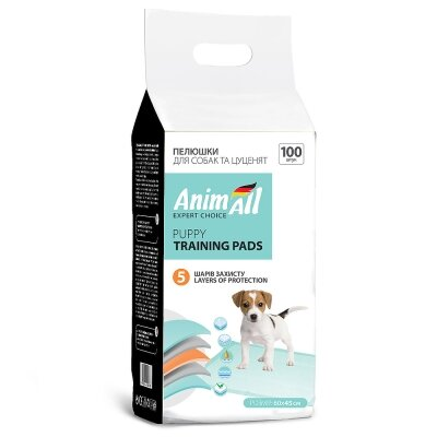 Пелюшки для собак та цуценят AnimAll Puppy Training Pads 60 х 45 см, 100 штук