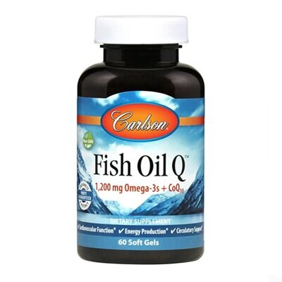 Омега-3+ Коензим Q10 Carlson Labs Fish Oil Q10, 60 гелевих капсул