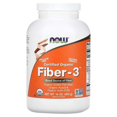 Файбер-3 NOW Organic Fiber-3 порошок, 454 г